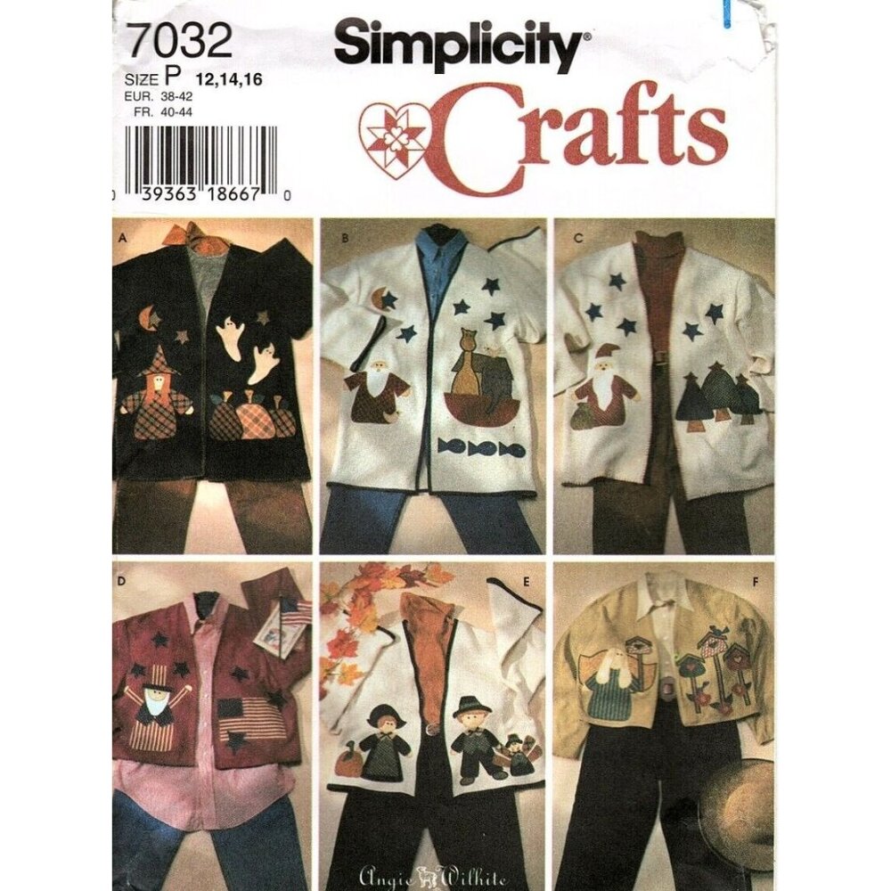Simplicity Crafts 7032 Misses 12 to 16 Appliqued Jacket Vintage Sewing Pattern